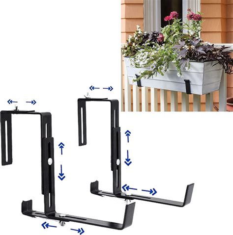 adjustable window planter box single metal bracket|adjustable railing planter brackets.